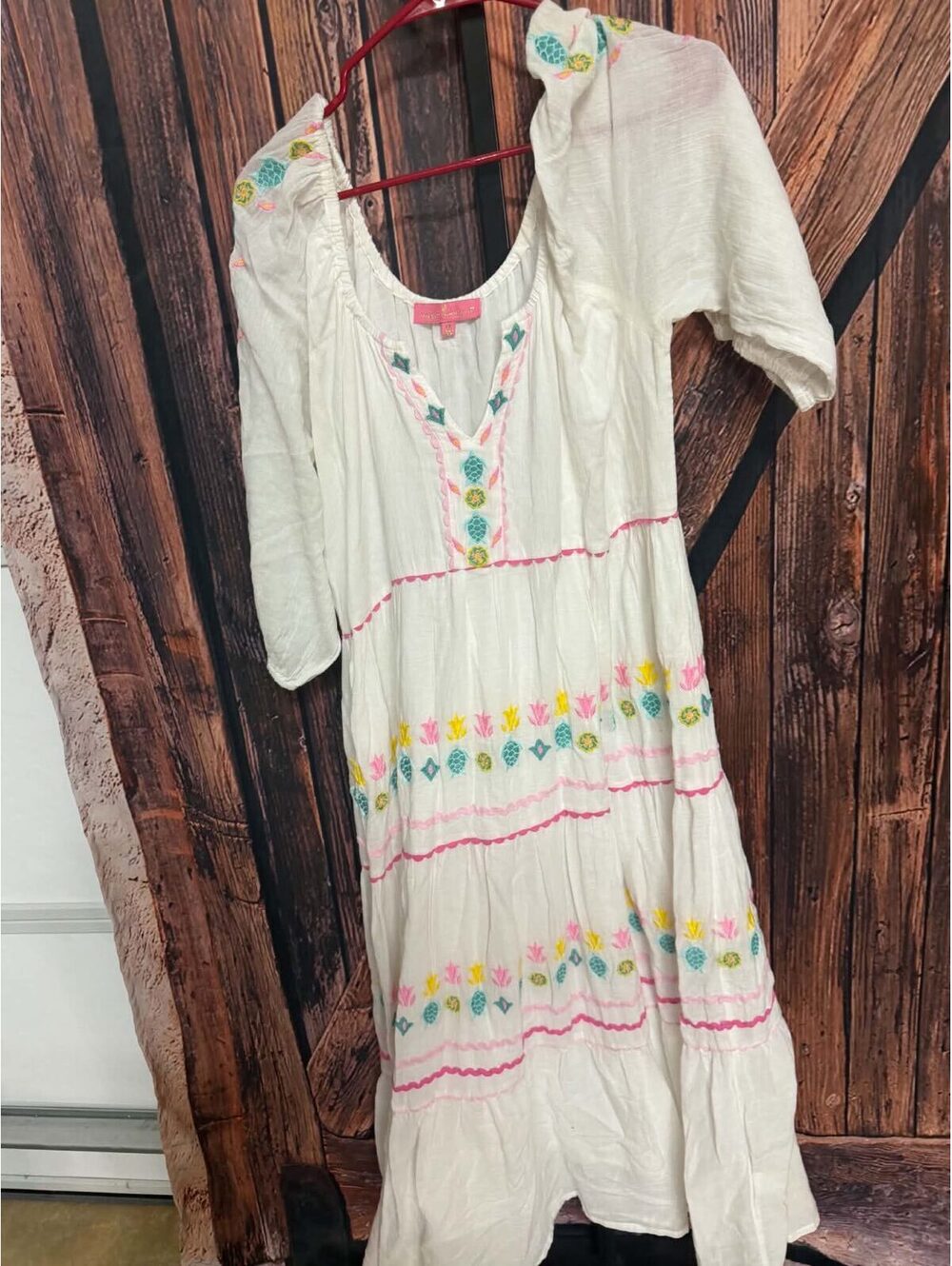 Simply Southern XL White Embroidered Bohemian Dress